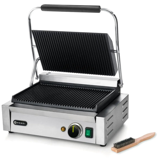 Grill/Griglia, Piastra, piastra per panini e sandwich, 2200 W, 230 V, 216 mm, professionale, ghisa, acciaio inox, HENDI