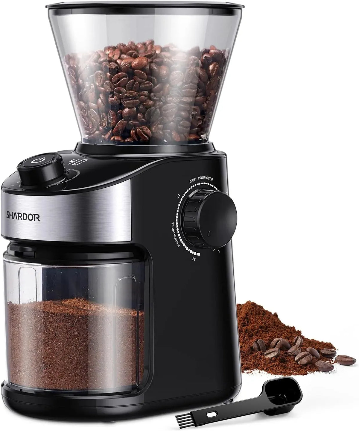 Macina Caffe' Elettrico A Disco, Macinacaffè Elettrico Con Display Digitale Preciso, Grinder Elettrico Con 25 Impostazioni Di Macinatura, Per Caffè
