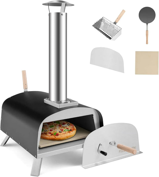 Forno elettrico per pizza, KOMFOTTEU, portatile, pietra refrattaria, acciaio inox