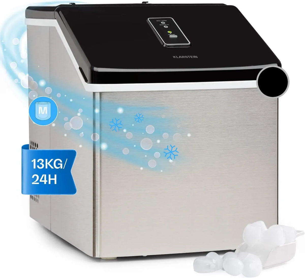 Klarstein Macchina del ghiaccio, 2.5 L, professionale, Fabbricatore Secco Alimentare per Cocktail 13kg