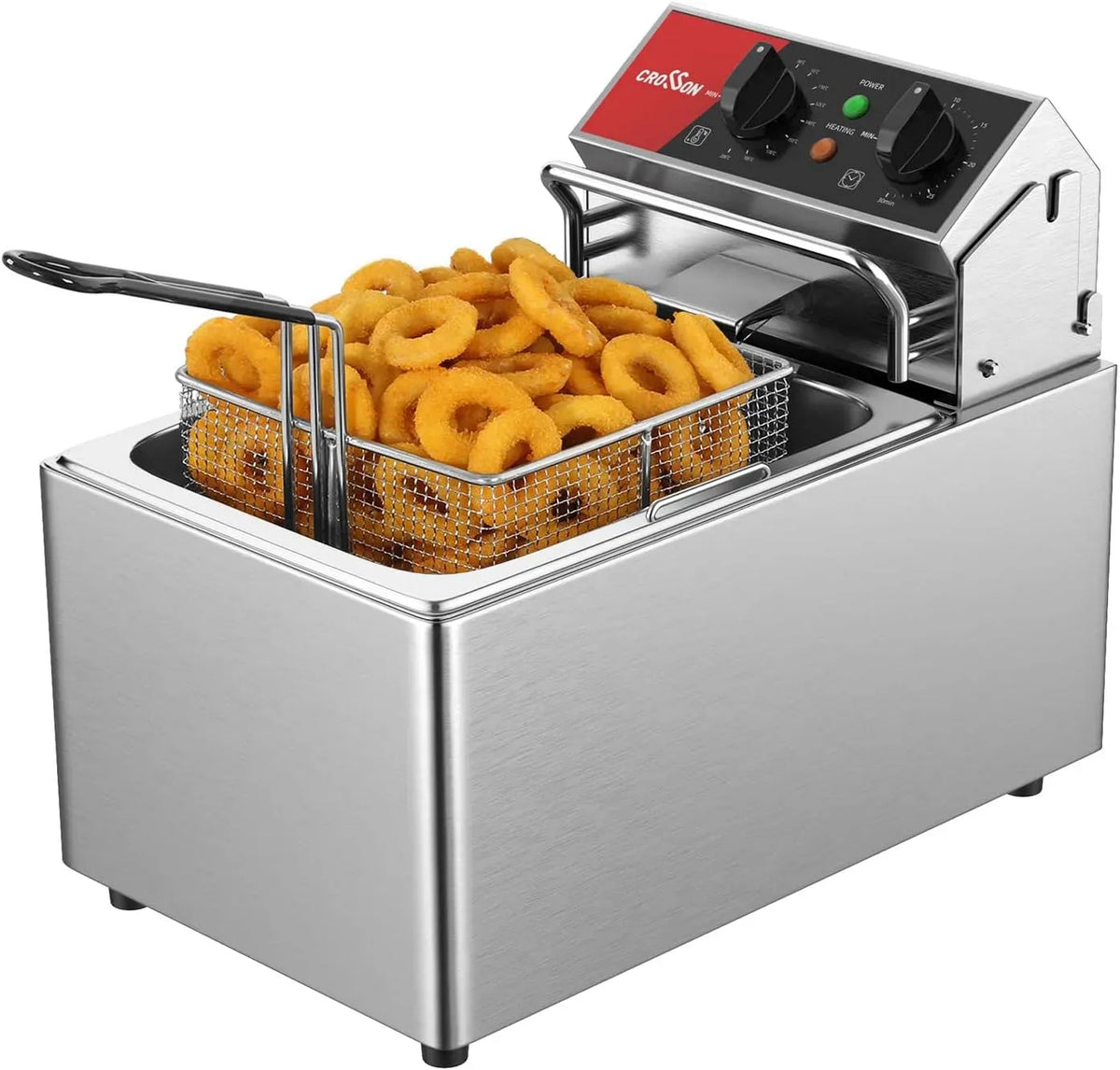 Friggitrice Elettrica per uso professionale 8L 3250W Friggitrice a Olio Elettrica Temperatura Controllata 80-200°C per Cucina Hotel Ristorante