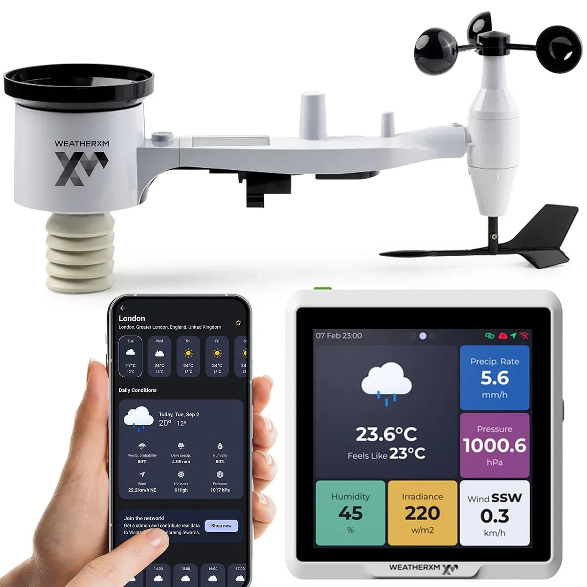 Stazione, stazione meteorologica wireless, 7 Misure, touch, Wi-Fi