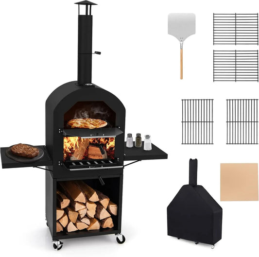 Forno elettrico per pizza, KOMFOTTEU, portatile, pala per pizza griglia, cottura per pizza per barbecue