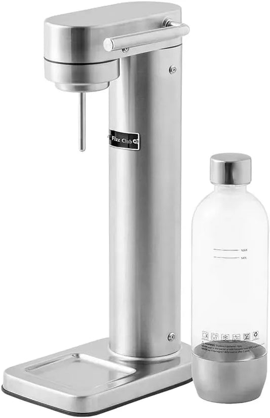 H2O CO2 Design in Acciaio, Manuale, Gasatore d'Acqua Fizz Club H2O Acciaio Spazzolato, Compatibile CO2 60L
